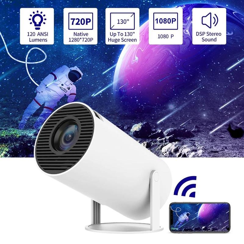 2.4 5G WiFi Smart Projector, 360°Adjustable Stand 4K LED Projector Auto Keystone Correction Portable Projector, BT 5.2, 200 Inch Screen,Built-in speaker, Home Video Projector