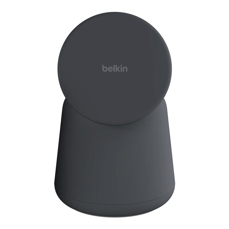 Belkin BoostCharge Pro 2-in-1 Wireless Charger Dock, StandBy Charging Stand, 15W MagSafe Fast Charging, Adjustable Viewing Angle, Non-slip Weighted Base, 30W Power Supply & Premium Braided USB-C Cable Incl, Recycled Materials, Charcoal & Sand Colors.