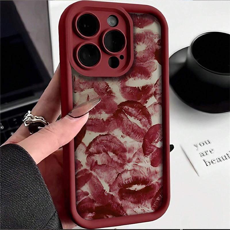 Fashion Lip Printed Pattern Phone Case, 1 Count 3D Embossed Anti-drop Phone Case, Decorative Phone Protector Cover Compatible with iPhone Series