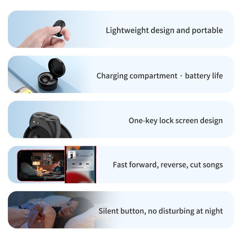 Multifunctional Wireless Ring Remote Control, 1 Count 5 Keys Phone Ring Remote Control for Taking Photos & Turning Pages, Smart Remote Control for Cellphone Smartphone Selfie, Selfie Accessories