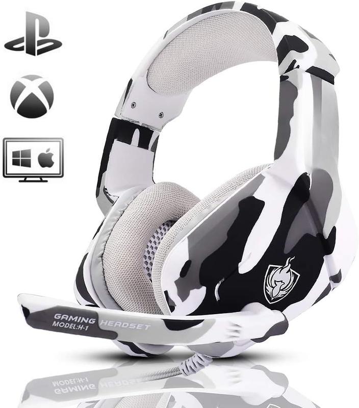 Gaming Headset for PS4,  One, PC, Laptop, ,  , 3.5MM PS4 Stereo Headset Over Ear Headphones with Noise-Cancelling Mic, Bass Surround - Camo