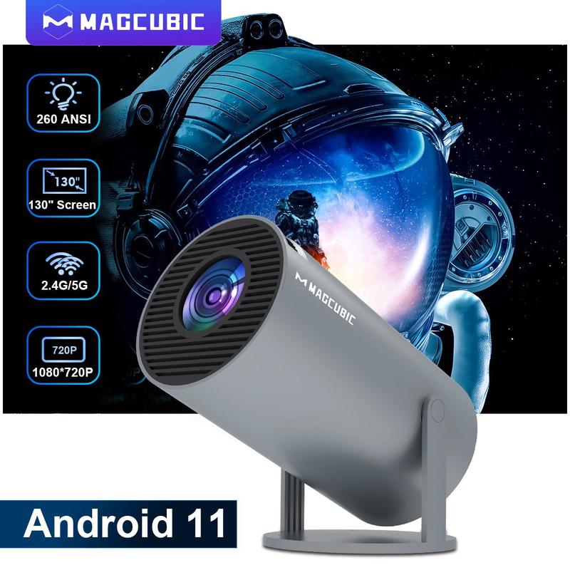 Magcubic Portable Projector HY300 Pro, 4K Android 11 Dual Wifi6 260ANSI Allwinner H713 BT5.0 1080P 1280*720P Projector, Multifunctional Projector for Home Cinema, Outdoor