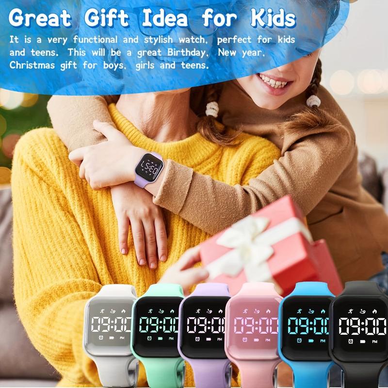 Led Fitness Tracker Watch, Digital Pedometer Watch, with Step Counting Distance Calories Stopwatch Alarm Clock, Gift for Kids Teen Girl Boy