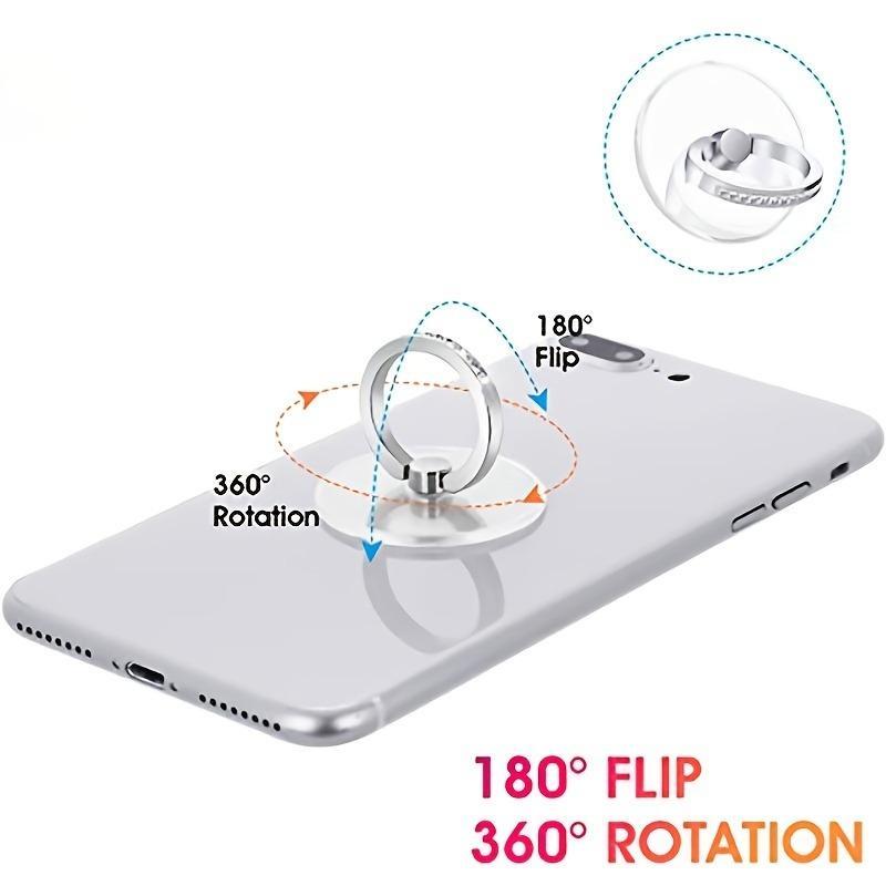 Transparent Phone Ring Holder, Clear 360° Rotatable Finger Ring, Self-adhesive Adjustable Finger Grip, Phone Accessory