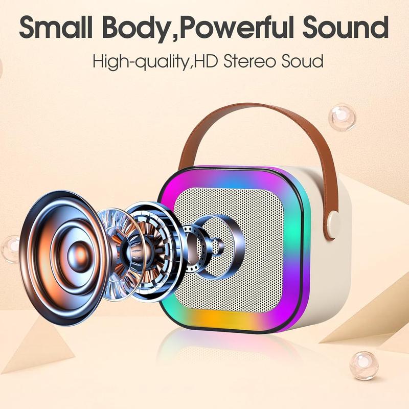 Fall Portable Wireless Karaoke Speaker with Microphone, HIFI Stereo Sound Subwoofers, KTV Speaker Subwoofer with RGB Colorful LED Lights, Karaoke Machine Sound System for Outdoor Sports Travel, Audio Device, Room Accessories