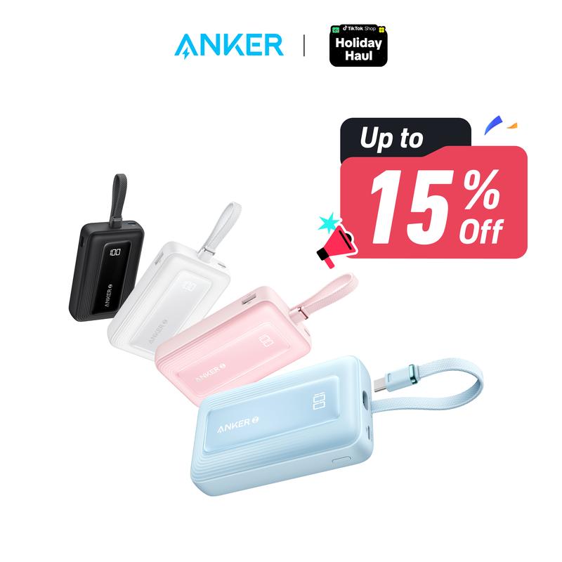 [Black Friday Deal]Anker Zolo Power Bank, 10,000mAh 20,000mAh 30W Portable Charger with Built-in USB-C Cable Cable for Travel, Fast Charging Battery Pack for iPhone 15 Series, MacBook, Galaxy, iPad, and More