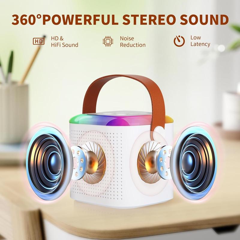 Fall Portable Wireless Karaoke Speaker with Microphone,HIFI Stereo Sound Subwoofers,KTV Speaker Subwoofer with RGB Colorful LED Lights,Karaoke Machine Sound System for Outdoor Sports Travel, Audio Device,Room Accessories