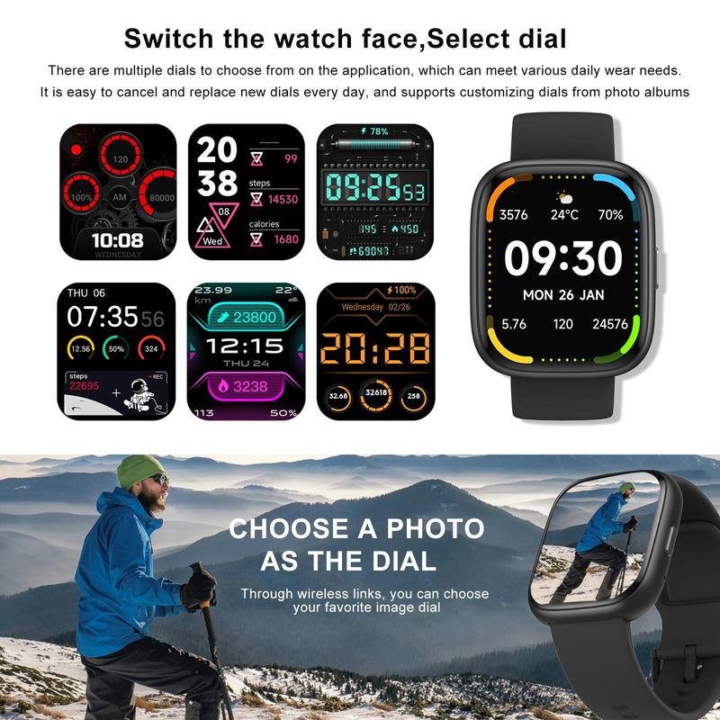 Multifunctional Smart Watch, Fashion Digital Watch with Heart Rate & Sleep Tracking, Waterproof Sports Watch with Multiple Sports Modes for Women & Men