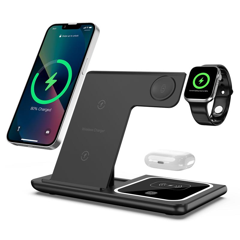 3-in-1 Wireless Charger iPhone, Foldable Travel Charger, 15W Fast Charging Station for Multiple Devices,Sutiable for iPhone 16   15   14   13   12 Series & Samsung Series & AirPods & Apple Watch -Christmas Gift