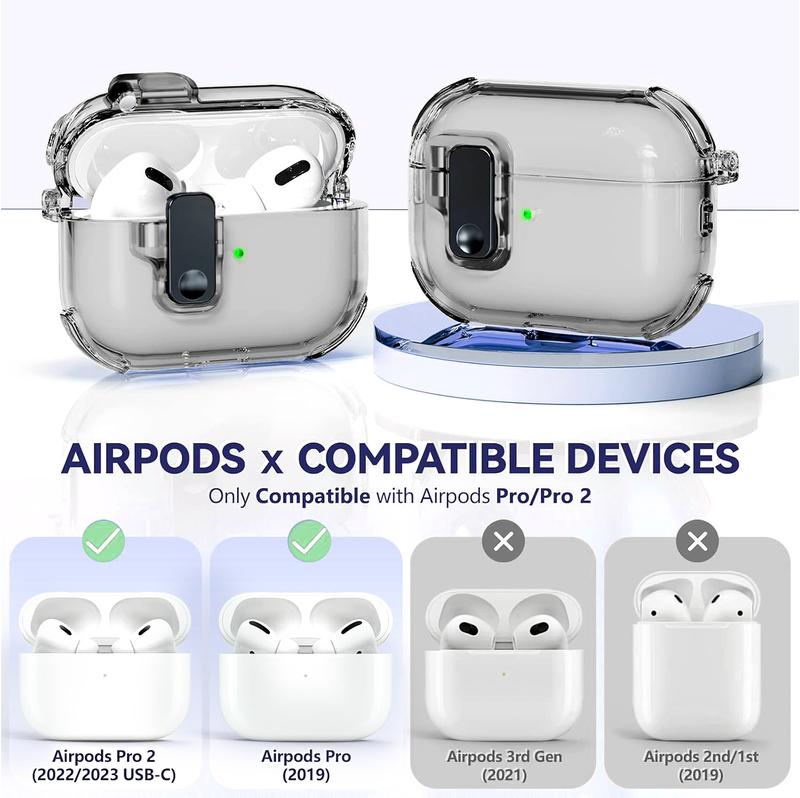 Compatible with AirPods Pro 2nd Gen Protective Case , with Lock for AirPod Gen 2 Charging Case 2023, 2022