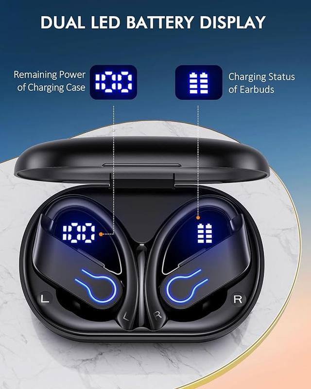 Wireless Bluetooth Earbuds 120H Playtime Bluetooth 5.3 Ear Buds for Sports, Hi-fi Stereo Earphones with LED Display Charging Case, Headphones for Running Workout Audifonos Bluetooth inalambricos wite less