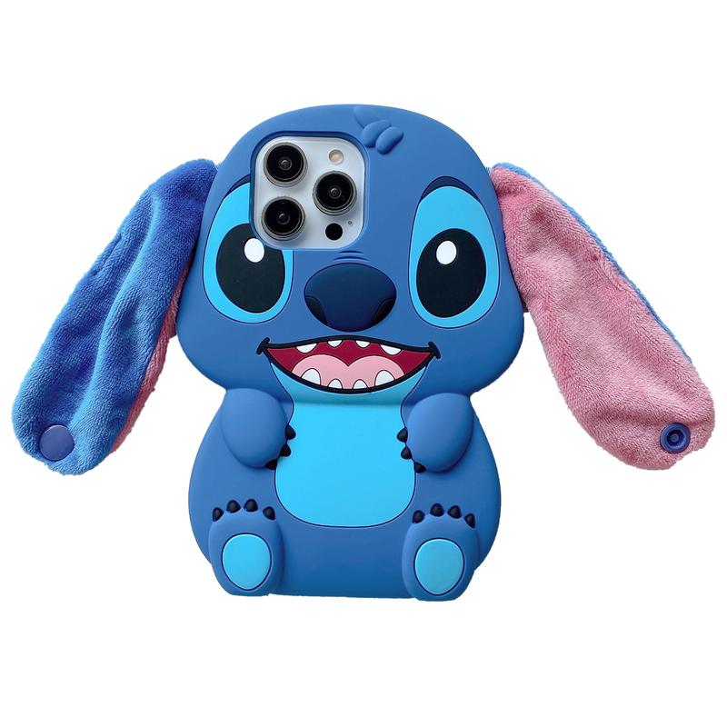 3DSti-tch Cute Cartoon Phone Case for iPhone, Unique Soft Silicone Rubber Character Shockproof Anti-Bump Protector Cover iPhone Case for Boys Girls Men Women