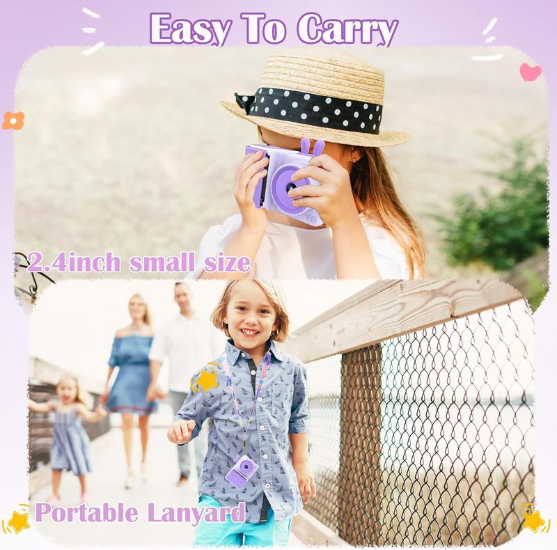 Kids Camera Instant Print,1080P Kids Instant Toddler Camera for Kids That Print Photos, Christmas Birthday Gifts for Girls, Digital Camera Toy for 3 4 5 6 7 8 9 10 Year Old Boys SD Card (Purple)