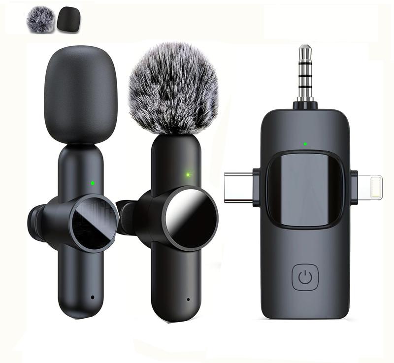 2-pack Mini wireless microphone Model C Android phone, Ritchie USB C Micro Lavalier Microphone Mini microphone clip-on lapel Lav microphone Record videos, podcasts, interviews, streaming, Vlog, YouTube, TikTok budget  mic