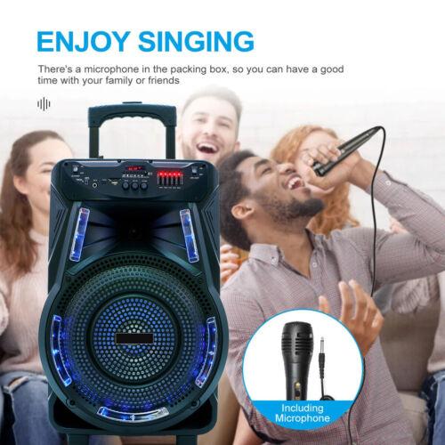 Wireless Party Speakers 15 inch Portable loud PA Speaker With Stands Rechargeable Karaoke DJ Subwoofer Microphone Remote Control Bluetooth FM Radio LED Lighting