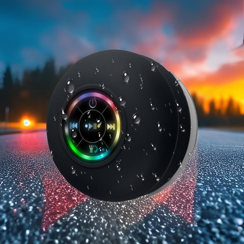 Mini LED Shower Speaker, Portable Wireless Speaker, Rechargeable Speaker with Suction Cup, IPX4 Shower Wireless Speaker, Suitable for Outdoor Cycling and Gaming