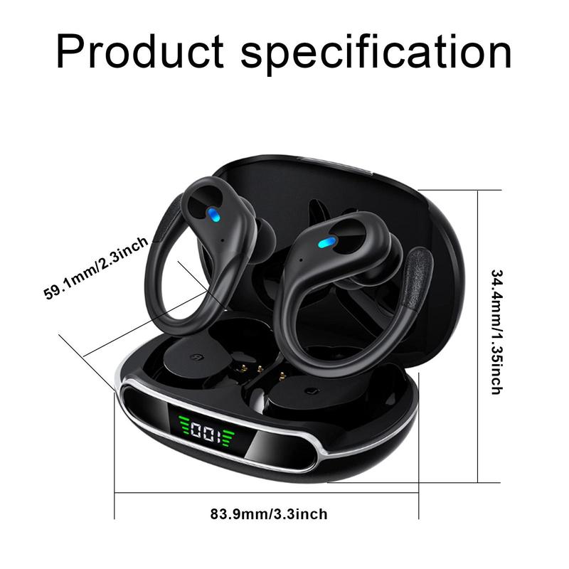 LIFEBEE Wireless Earphone, 1 Pair Over Ear Design Earbuds Headphones with LED Display, Stereo Sound Earbud for Workout Running Exercise Gym