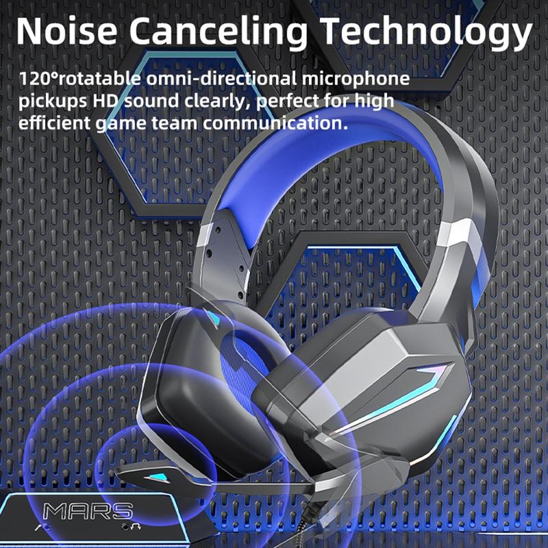 3.5mm Gaming Headset With Mic LED Headphones Stereo Bass Surround Ear-Cup (Over the Ear) Voice cancelling For PC PS5 PS4 Xbox One