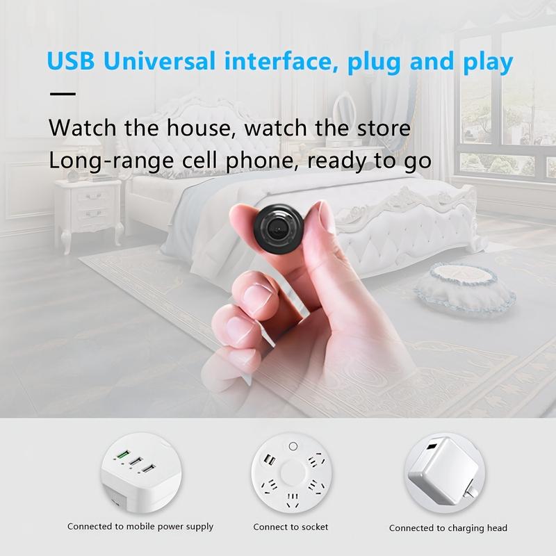 1pc Wireless Mini 2.4GHz WiFi Camera, 720P Video Resolution, 140° Wide Angle, Indoor Use, No Battery, No TF SD Card, Compatible With Android App, Black