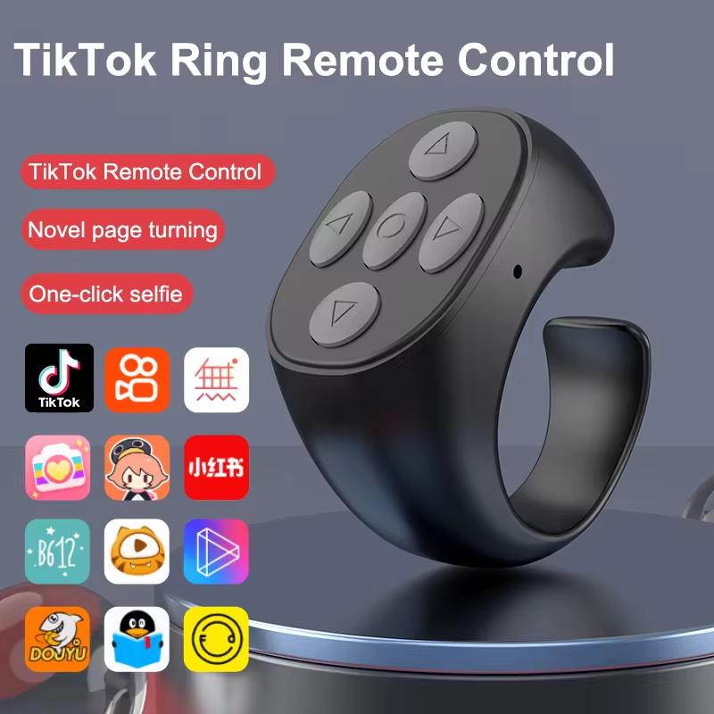 2024 Bluetooth TikTok Remote Control Ring - 4 Button Fingertip Selfie Controller for iPhone & Xiaomi - 10M Wireless Range, Perfect for Capturing Moments Effortlessly