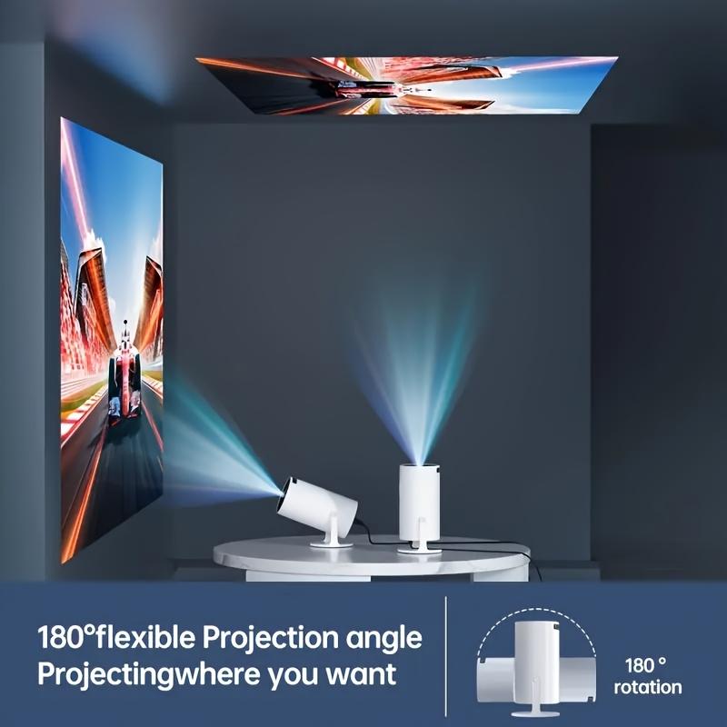 4K mini projector, ultra-portable with sharp display, Smart WiFi & wireless, adjustable screen, 180 ° rotation, USB powered