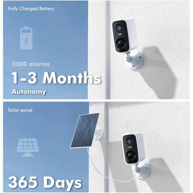 Noonkey Solar Powered 4MP Security Cameras Wireless Outdoor: Color Night Vision with Sportlight , PIR Human Detection , 2-Way Talk, Flootlight Cameras for Home Security WiFi Camera, Solar Panel Battery Powered Surveillance Alarm,IP66 Waterproof