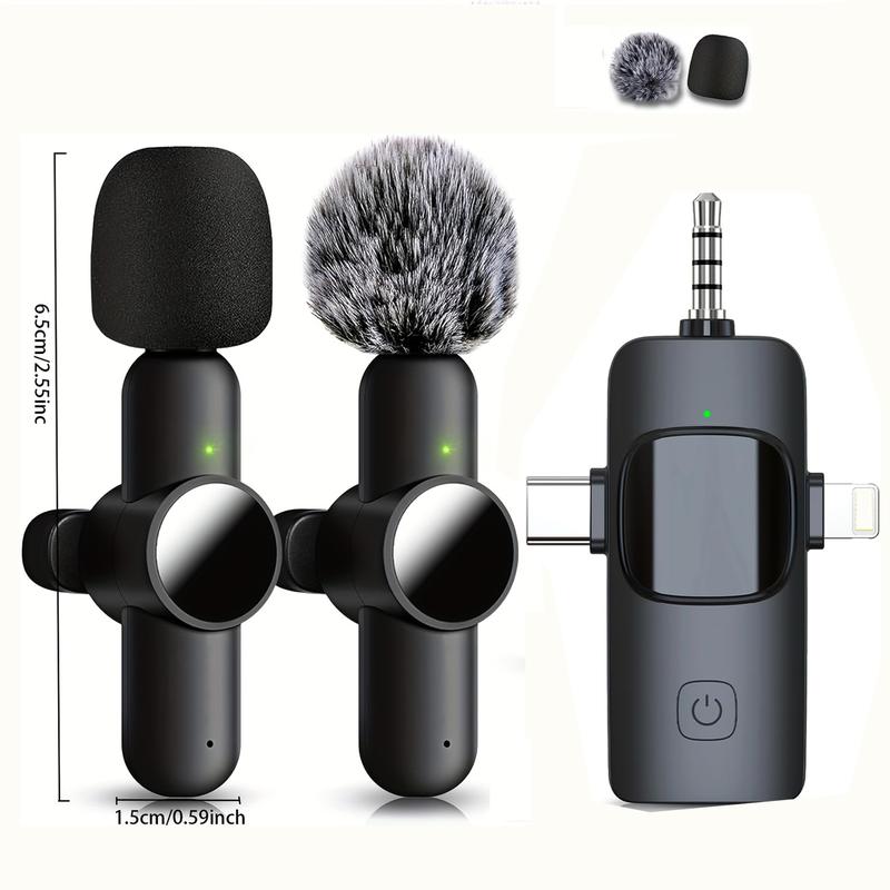 2-pack Mini wireless microphone Model C Android phone, Ritchie USB C Micro Lavalier Microphone Mini microphone clip-on lapel Lav microphone Record videos, podcasts, interviews, streaming, Vlog, YouTube, TikTok budget  mic