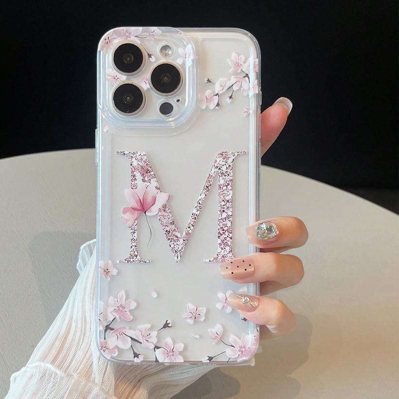 Initials Letter Pattern Phone Case, Anti-drop Decorative Phone Protector Cover, Phone Accessories Compatible with iPhone 15 14 13 12 11 Plus Pro Pro Max