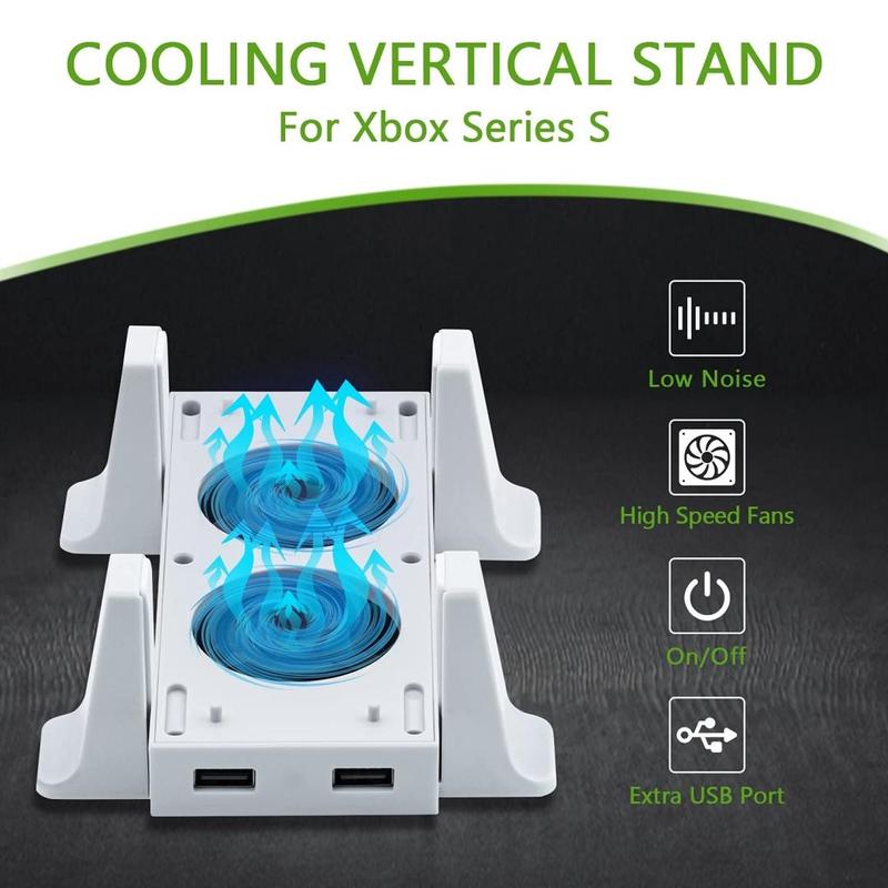 Vertical Stand with 3 Level Adjustable Speed Cooling Fan & 2 USB Ports, 1 Count Cooling Vertical Stand for Xbox Series S