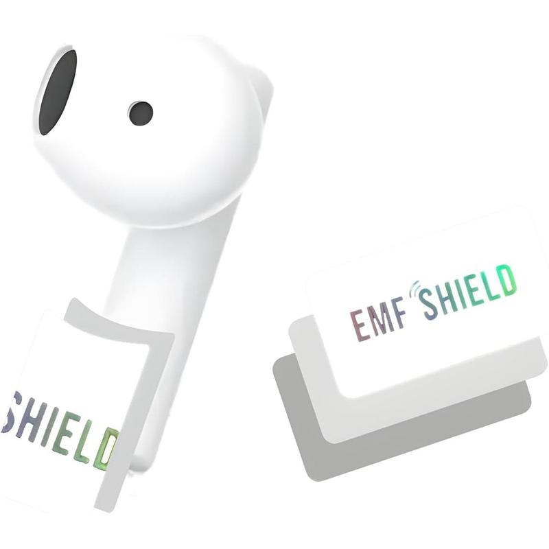 EMF Blocker Stickers for AirPods Neutralize Shield Protection for Bluetooth Headphones Cell Phones Wireless Earbuds Electronic Devices EMF Reduction Harm Defender (1 Pair White)