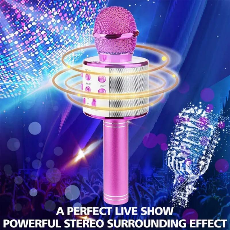 Wireless Microphone, Rechargeable Portable Handheld Mic with Speaker, Multi-layer Noise Reduction Microphones for Home, Birthday Gifts