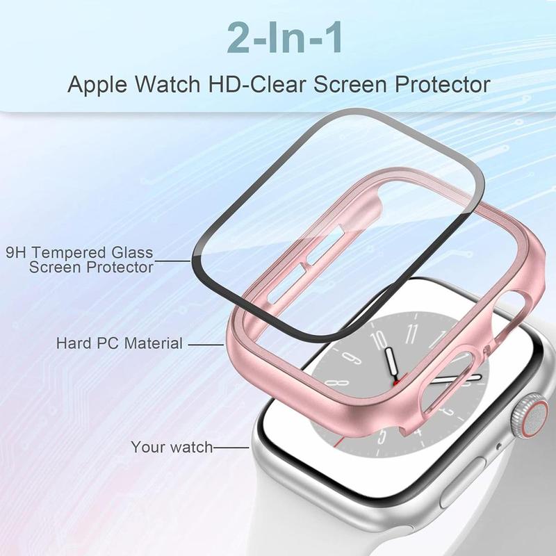 2 In 1 Smart Watch Case Kit, 3 Counts Ultra-thin Tempered Film Watch Protective Case, Compatible with Apple Watch Ultra SE 9 8 7 6 5 4 3 2 1, Smart Watch Case Accessories