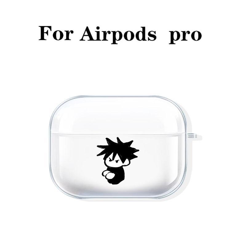 Edgy Anime Character Design Earphone Case with Hiking Buckle, Bold & Iconic Pattern Shockproof Anti-Fall TPU Cover for AirPods 1 2, 3, Pro, Pro2, Gift for Birthday