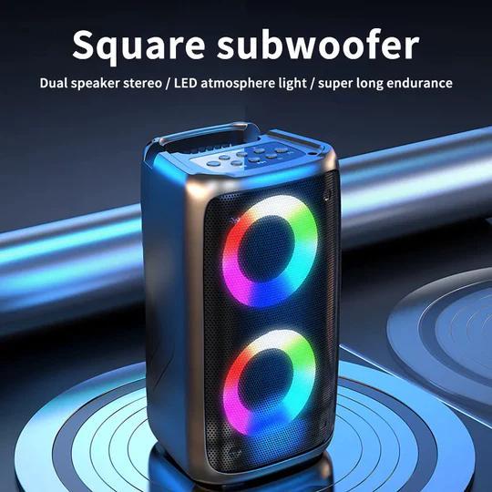 Portable Wireless Bluetooth Speaker AM-2301: Dual Speakers, RGB Lighting, Microphone, EQ Sound Modes - Perfect for Outdoor Events