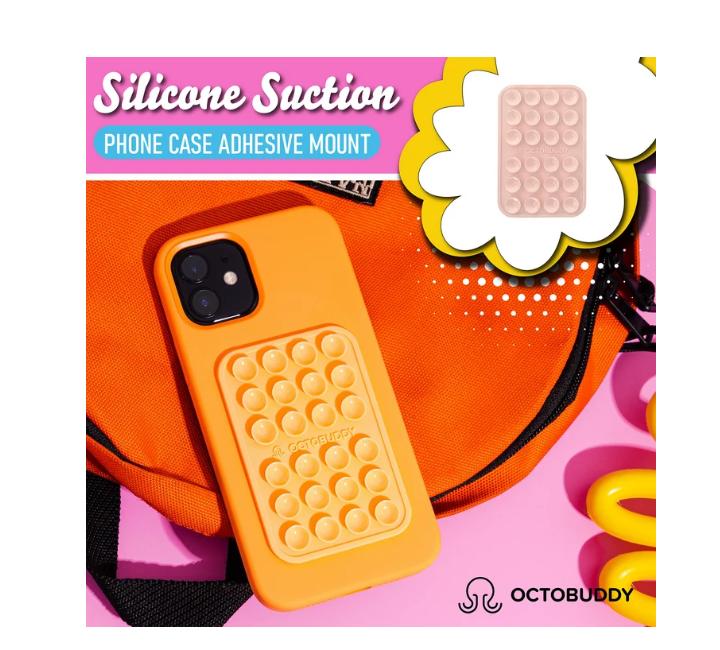 OCTOBUDDY Silicone Suction Phone Case - Hands-Free Chalk Pink Holder for iPhone & Android - Cellphone, Smartphone