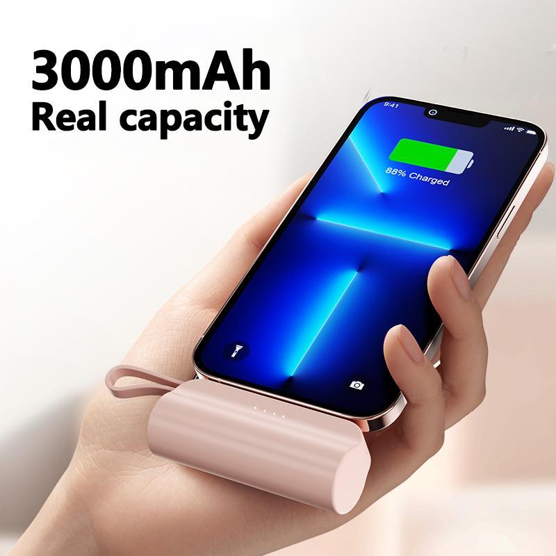 Portable Mini Power Bank (1 Count), 3000mAh Power Bank with USB-A & Type-C Port, Pocket Emergency Mobile Power Bank