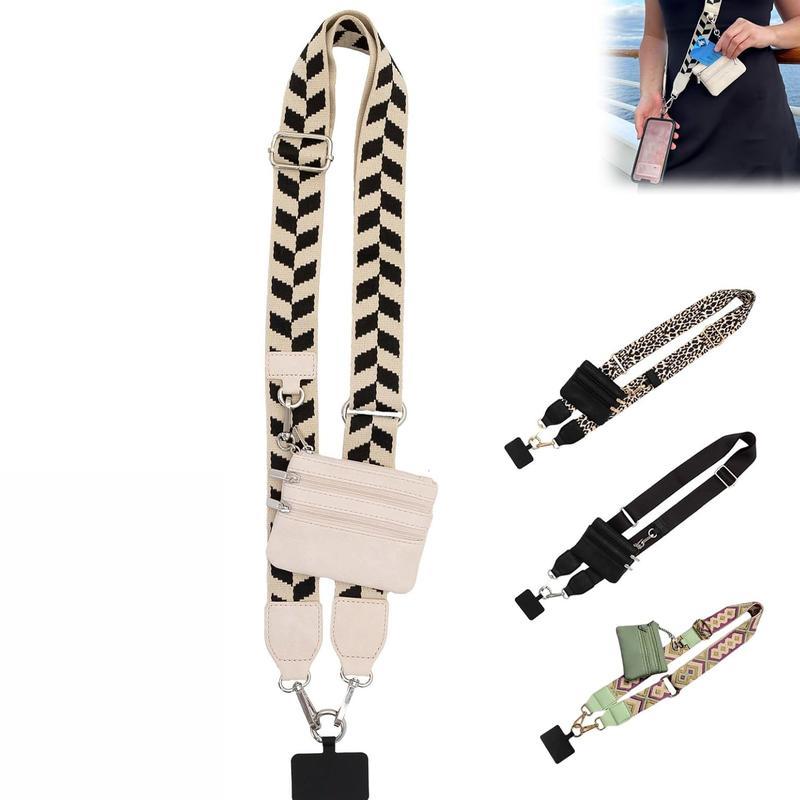 Phone Strap with Zippered Pouch, Clip and Go Strap for Phone with Wallet Crossbody, Clip and Go Strap with Pouch, Phone Strap Crossbody