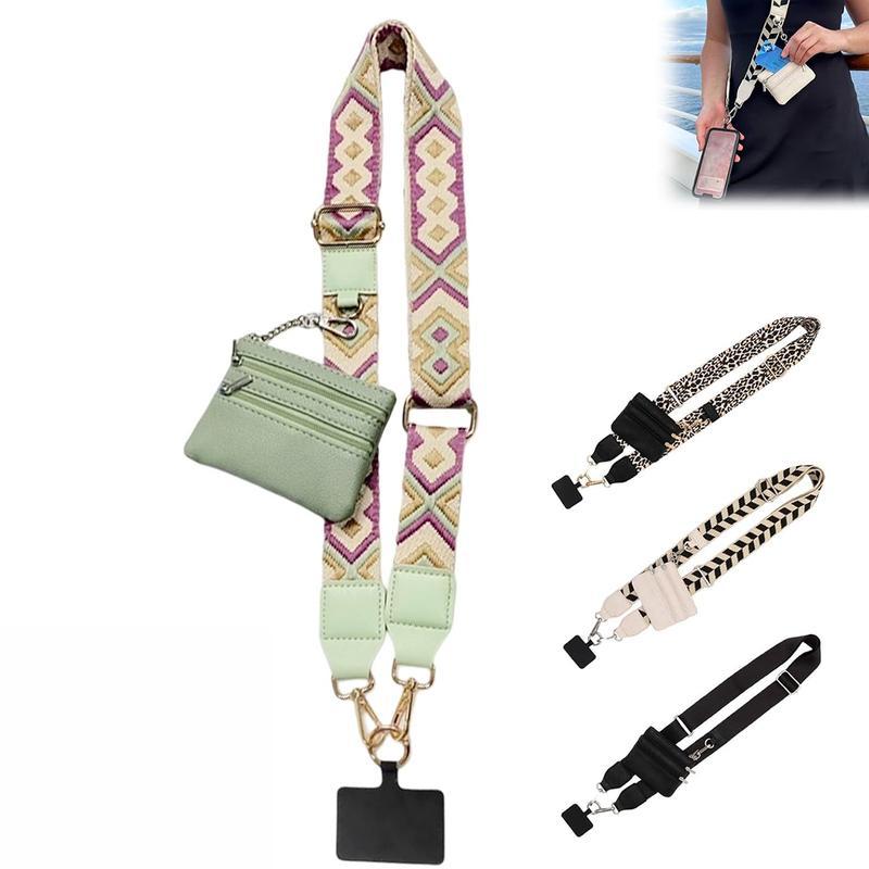 Phone Strap with Zippered Pouch, Clip and Go Strap for Phone with Wallet Crossbody, Clip and Go Strap with Pouch, Phone Strap Crossbody