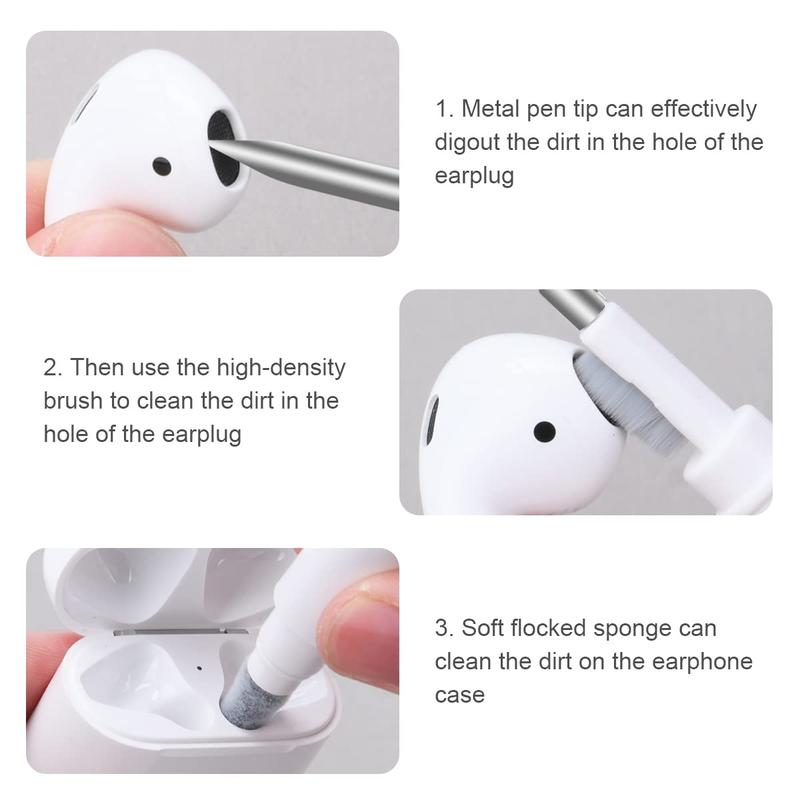 3 in 1 Airpods Cleaner Kit, Portable Earbud Screencleaner Cleaning Tool with Sponge for Phone,Laptop,Camera,Earphone Charging Box Bluetooth Headset