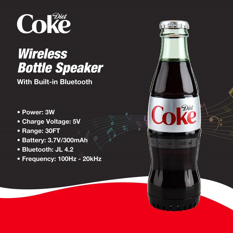 Coca-Cola Diet Coke Bottle Shape Bluetooth Speaker With Bluetooth 5.0 Technology, AUX Port, Loud and Bass Sound, Portable Wireless, Long Playtime, TWS Pairing For Outdoor & Indoor Activities | Portable Speaker