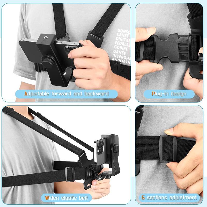 Mobile Phone Chest Strap Harness Mount, Phone Head Strap Holder Kit for Gopro, Neck Cell Phone Holder, POV Vlog Selfie Mount, Universal Car Accessories, Phone Accessories