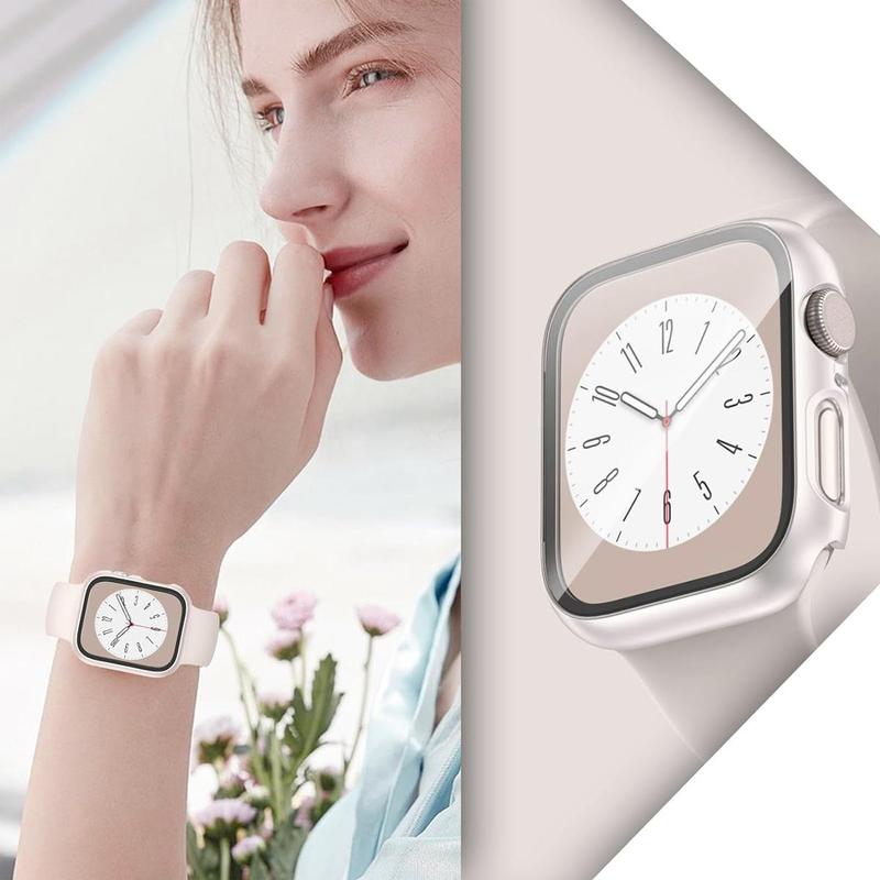 2 In 1 Smart Watch Case Kit, 3 Counts Ultra-thin Tempered Film Watch Protective Case, Compatible with Apple Watch Ultra SE 9 8 7 6 5 4 3 2 1, Smart Watch Case Accessories