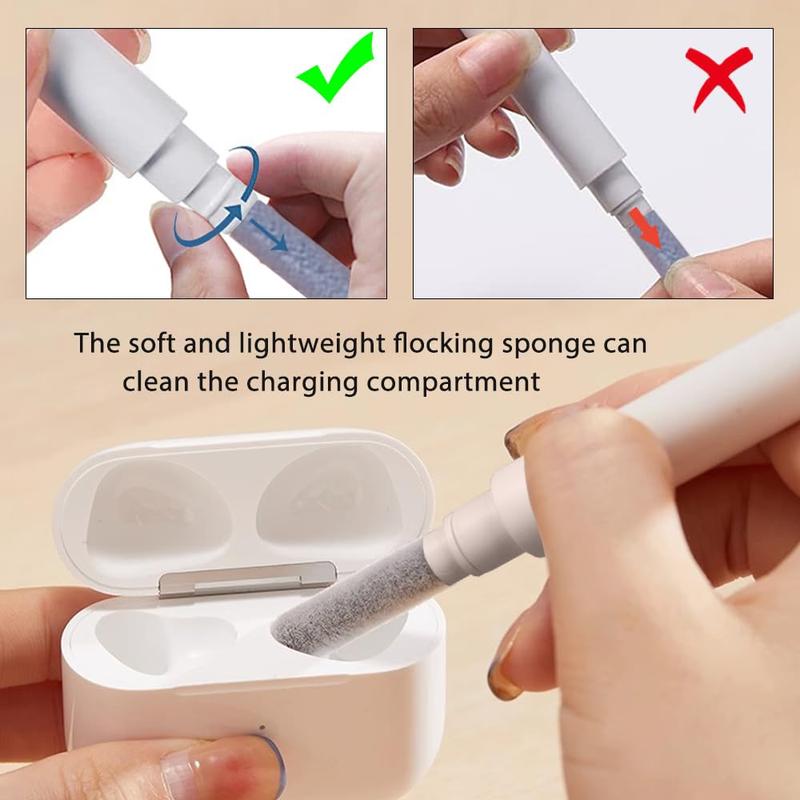 3 in 1 Airpods Cleaner Kit, Portable Earbud Screencleaner Cleaning Tool with Sponge for Phone,Laptop,Camera,Earphone Charging Box Bluetooth Headset