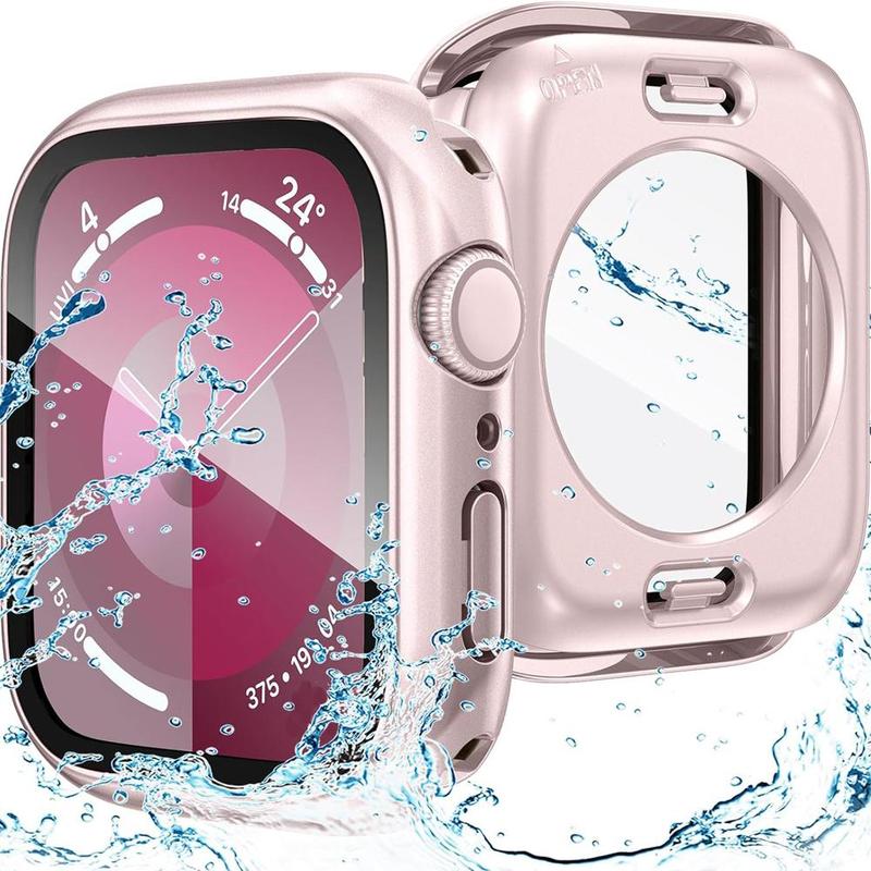 2 In 1 Anti-fall Waterproof Watch Case, 360 Angle All-Around Ultra-thin Tempered Glass Screen Protector, 1 Count Waterproof Watch Case Compatible With iWatch Series Ultra2 Ultra SE 9 8 7 6 5 4