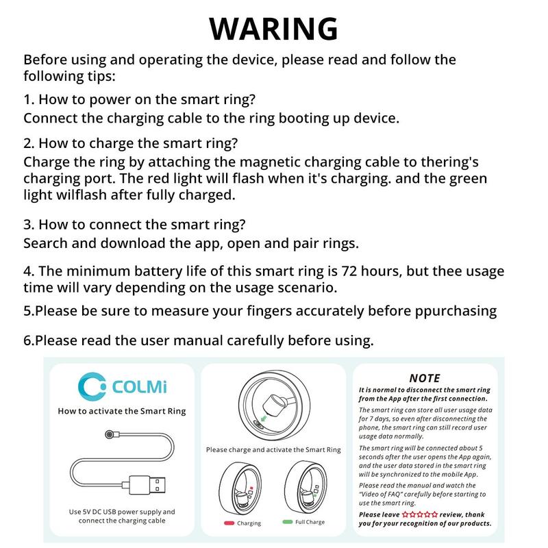 COLMI SR1 Smart Ring, 1 Count Rechargeable Waterproof Ring, Stainless Steel Smart Ring Compatible with Android & iOS System for Couple & Friend, Ideal Gift