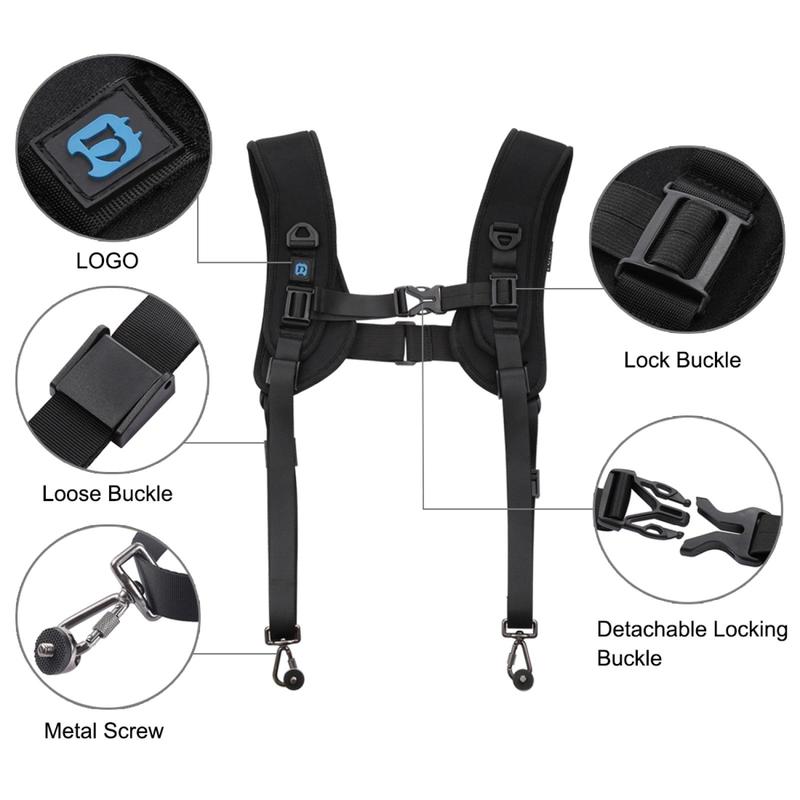 PULUZ Quick Release Double Shoulder Harness, Soft Pad Decompression Foam Strap Belt, Camera Accessories for DSLR Digital Cameras Photography