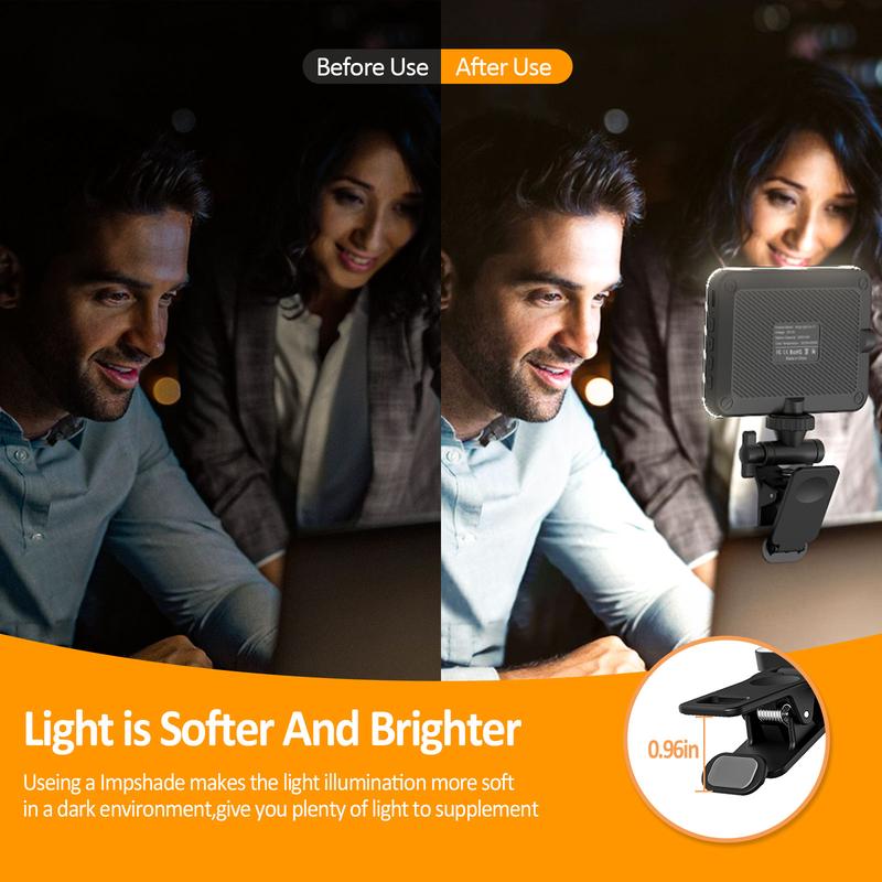 Rechargeable Selfie Light, Clip Fill Light for Phone Laptop Tablet Portable Light for Video Conference Live Streaming Zoom Call Makeup Picture (Black)