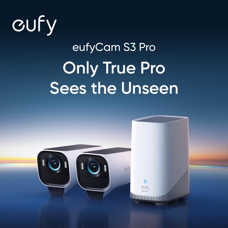 eufyCam S3 Pro 2-Cam Kit, Solar Camera Outdoor Wireless, MaxColor Night Vision, 4K Security Camera with Solar Panel, Forever Power 2.0, Face Recognition AI, Expandable Local Storage, No Monthly Fee