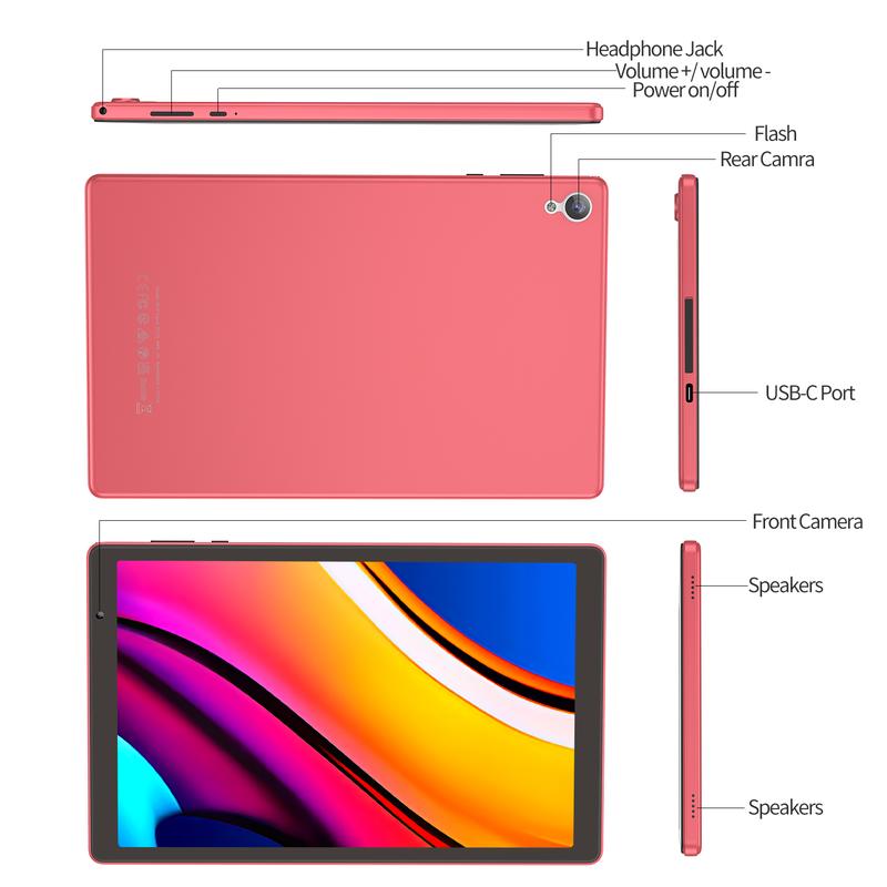 TAB 10 Tablet 10 inch Android 12 Tablet 32GB, Quad-Core 1.6Ghz Processor, 6000mAh, 1280 * 800 HD IPS Display WiFi 6, Dual Camera, Bluetooth, Tablet PC