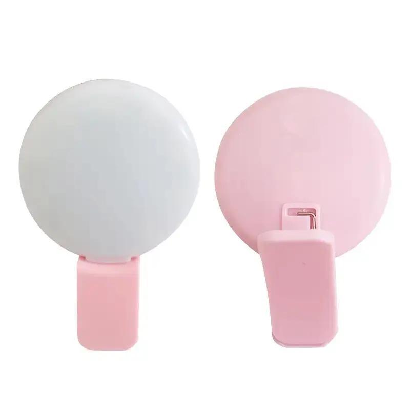 Portable Selfie Light for Smartphone, Round Battery-powered LED Fill Light, Clip-on Fill Light for Live Streaming, Selfie Accessories, Cell Phone Accessories